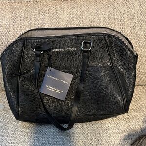 Adrienne Vittadini Black Pebbled Leather Handbag